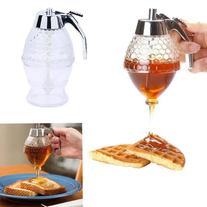 200ML Honey Dispenser Jar Container Cup Juice Syrup Kettle Kitchen Bee Drip Stand Holder Portable Acrylic Storage Pot | Дом и сад
