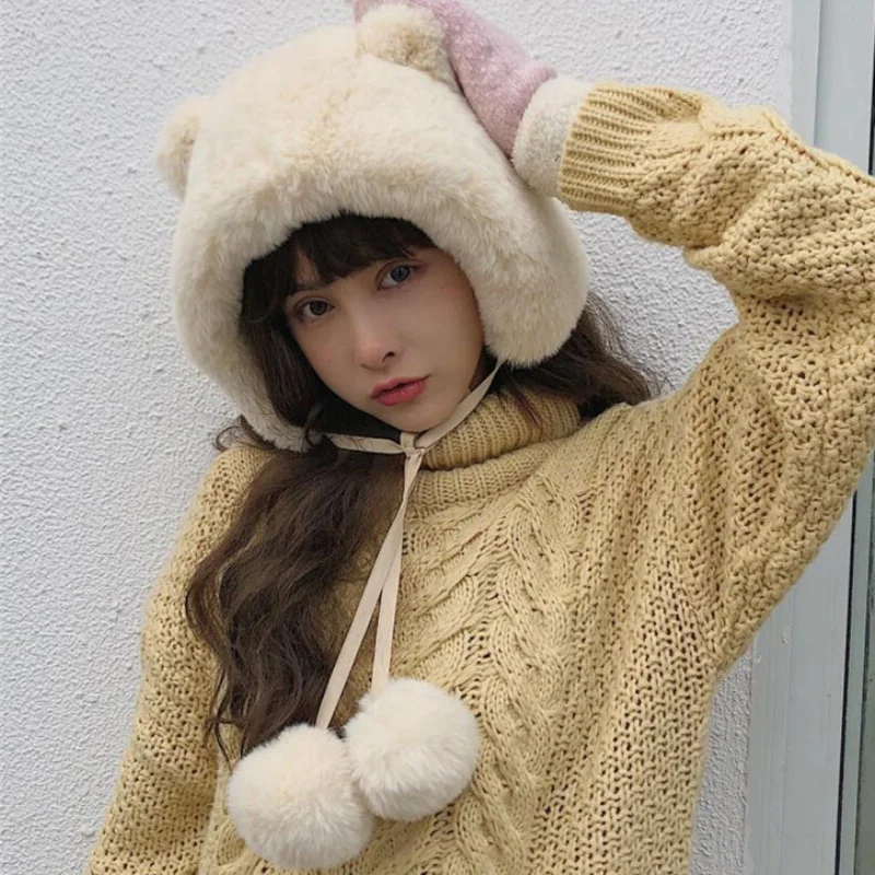 

Женская зимняя шапка, наушники из Полярного меха, однотонные единые лыжные головные уборы, русские женские головные уборы Gorro Mujer