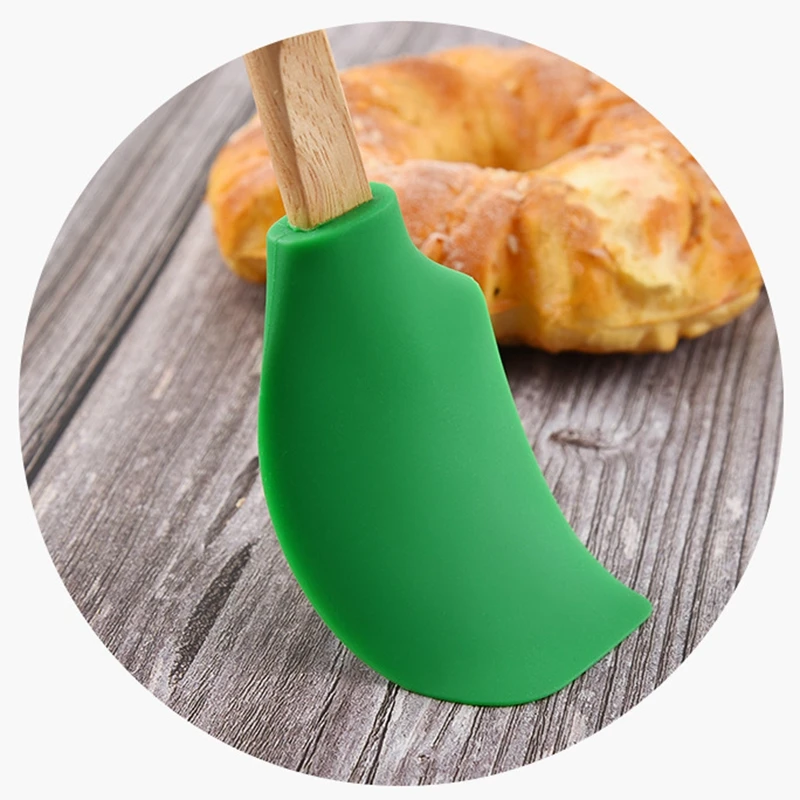 

Kitchen Baking Spatula Silicone Cream Scraper Wooden Handle Scraper Cake Cream Pastry Spatula Colorful Head Spatula Baking Tool