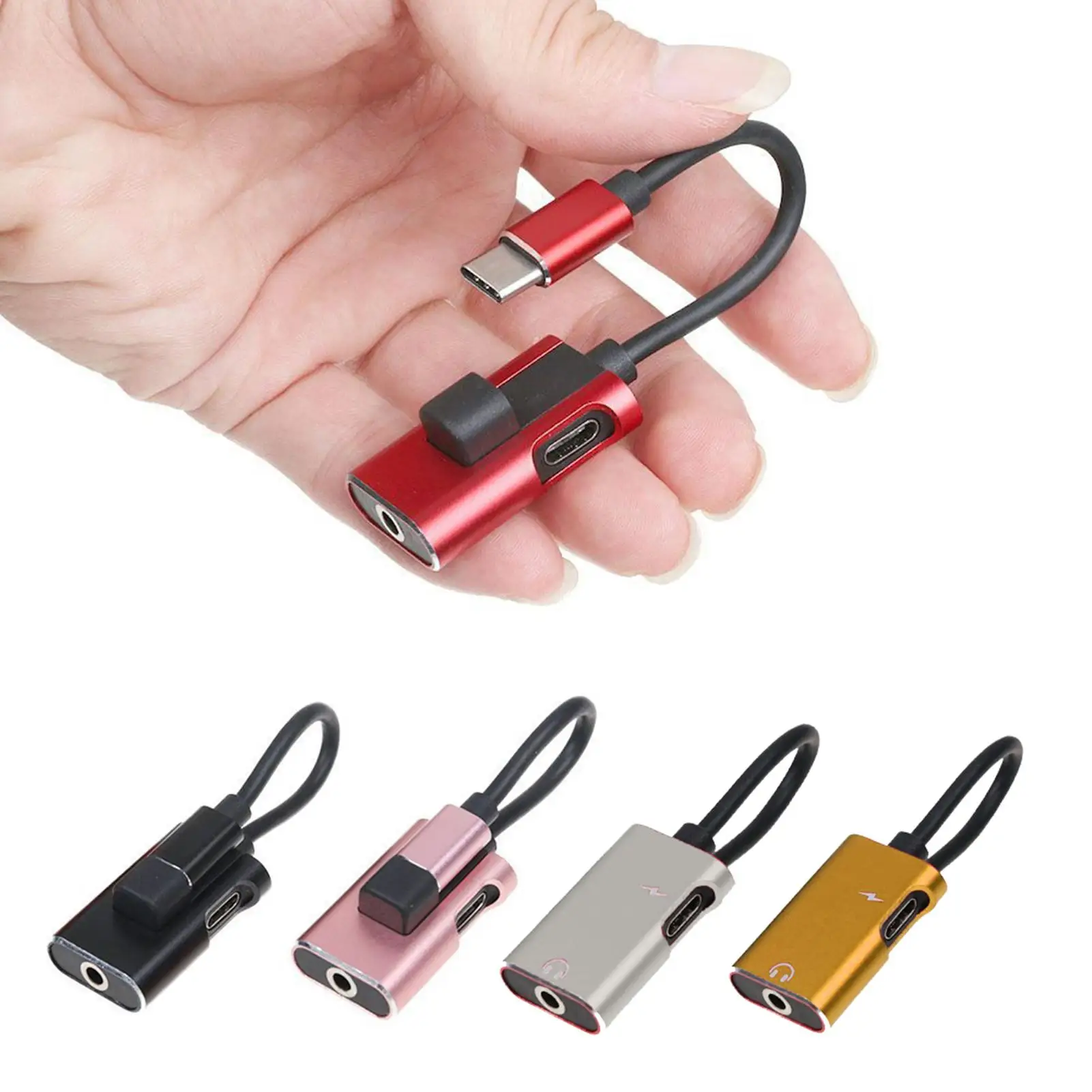 

2-in-1 Type-C 3.5mm Headphone Adapter Jack Charging Support Aux Headset Audio Cable Charging Converter Adapter For Smartphones