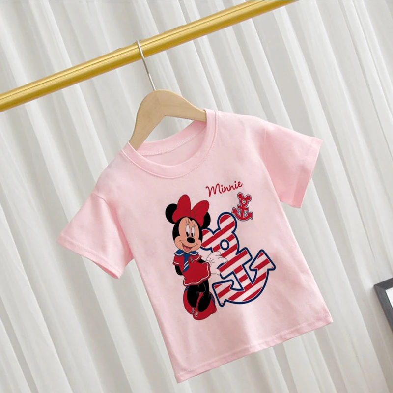 

Disney Mickey Minnie Printing Children Clothing Cartoon Cute 2 To 7 Years Shirt For Kids Fashion Summer Boy Girl T Shirt O-neck