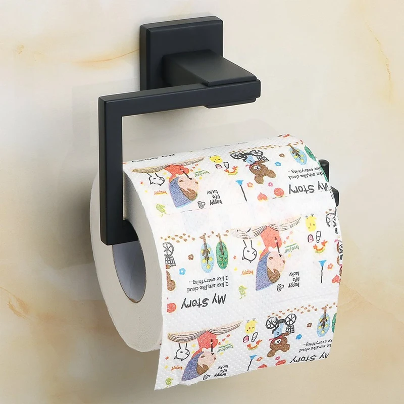 

304 Stainless Steel Bathroom Toilet Paper Holder Black Tissue Roll Holder Wall-Mounted Bathroom Towel Holder