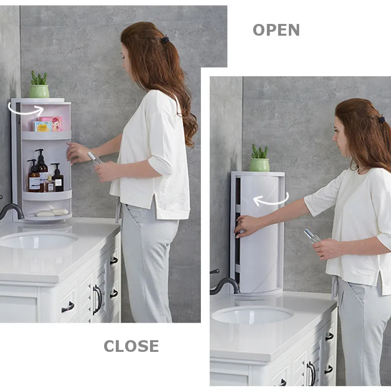 

360 Rotating Bathroom Corner Shelf Large Kitchen Storage Rack Organizer Dresser Hand Sink Storage Rack Holder Space Saving