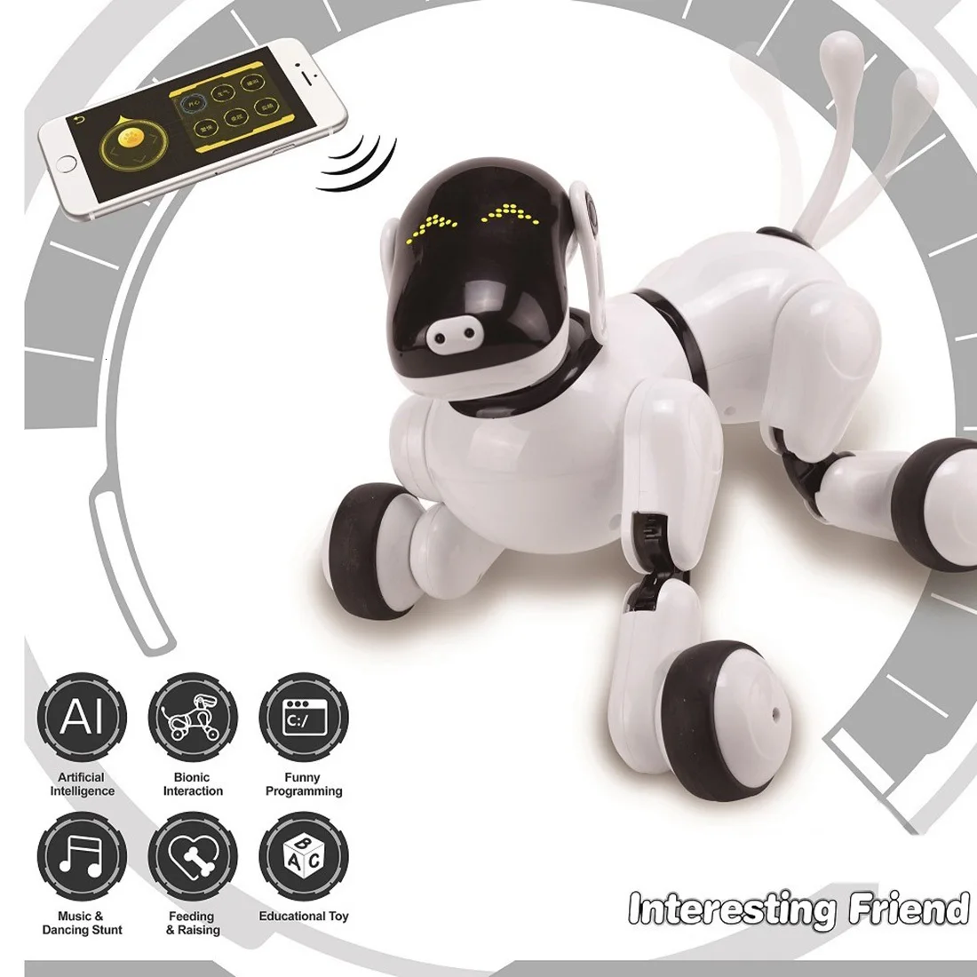 Новые Дети Pet Робот собака игрушка с интервацией/танцы/пение/Управление распознаванием речи/сенсорный/действия-белый