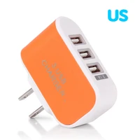 2020 new universal us plug 3port candy color charger adapter to europe travel wall power charger adapter converter pin socket