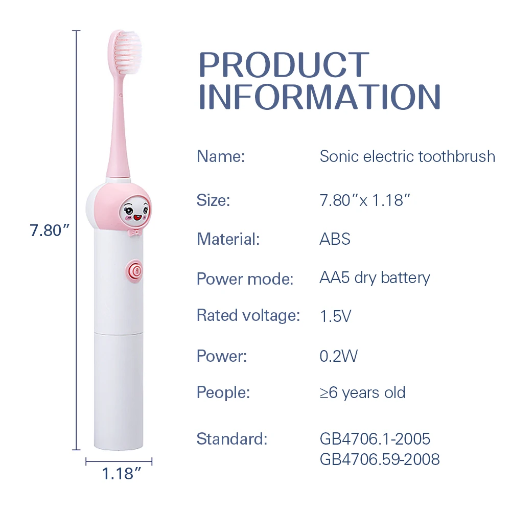 Детская Ультразвуковая электрическая зубная щетка с мультяшным рисунком|filter for