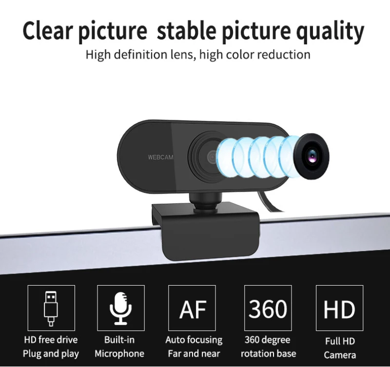 

1080P 720p 480p HD мини-компьютер веб-Камера Cam Видео Запись работать с микрофоном вращающаяся настольных ПК веб-Камера Cam