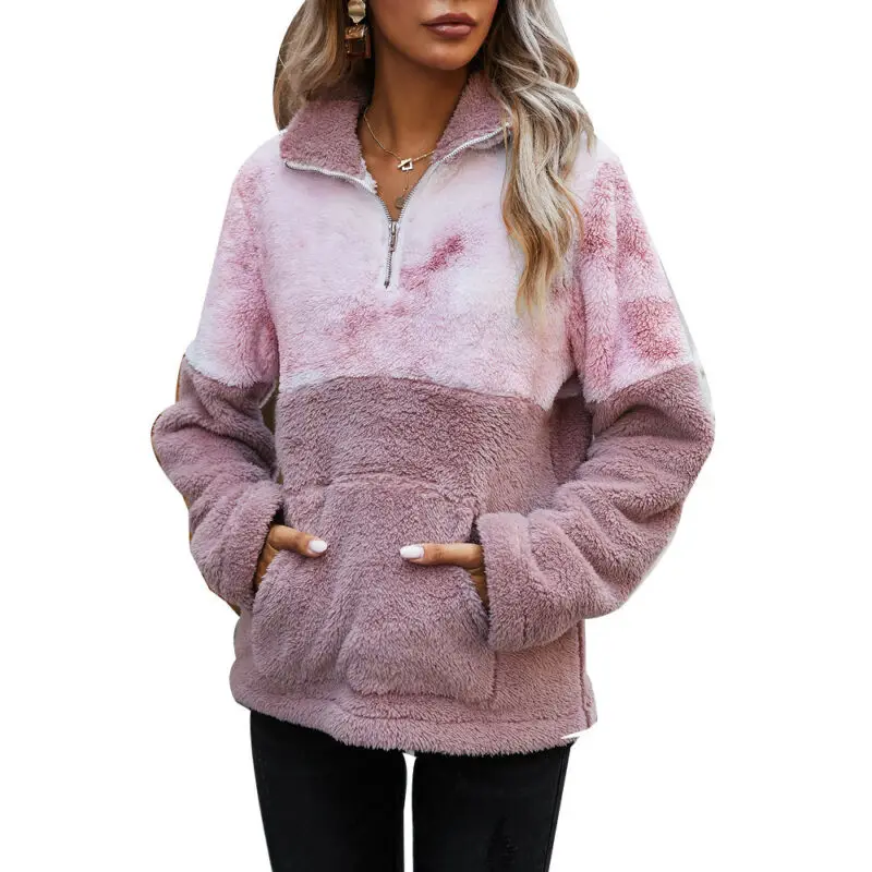

Women Fluffy Thick Pullover Sweatshirt Ladies Autumn Long Sleeve Casual Tops