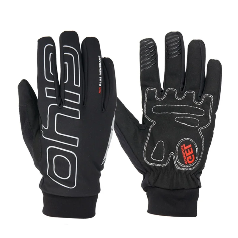 

Waterproof Bicycle Gloves Winter Outdoor Sport Thermal Fleece Running Fishing Cycling Gloves Men Gel Full Finger Bike Gloves