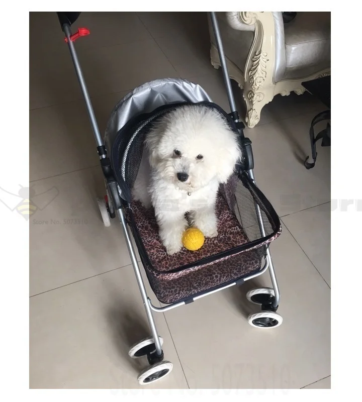 Dog Trailer Vegetable Dog Car Two-wheeled Car Small Dog Walking Pet Car Cat and Dog Out of The Wagon Folding Cart