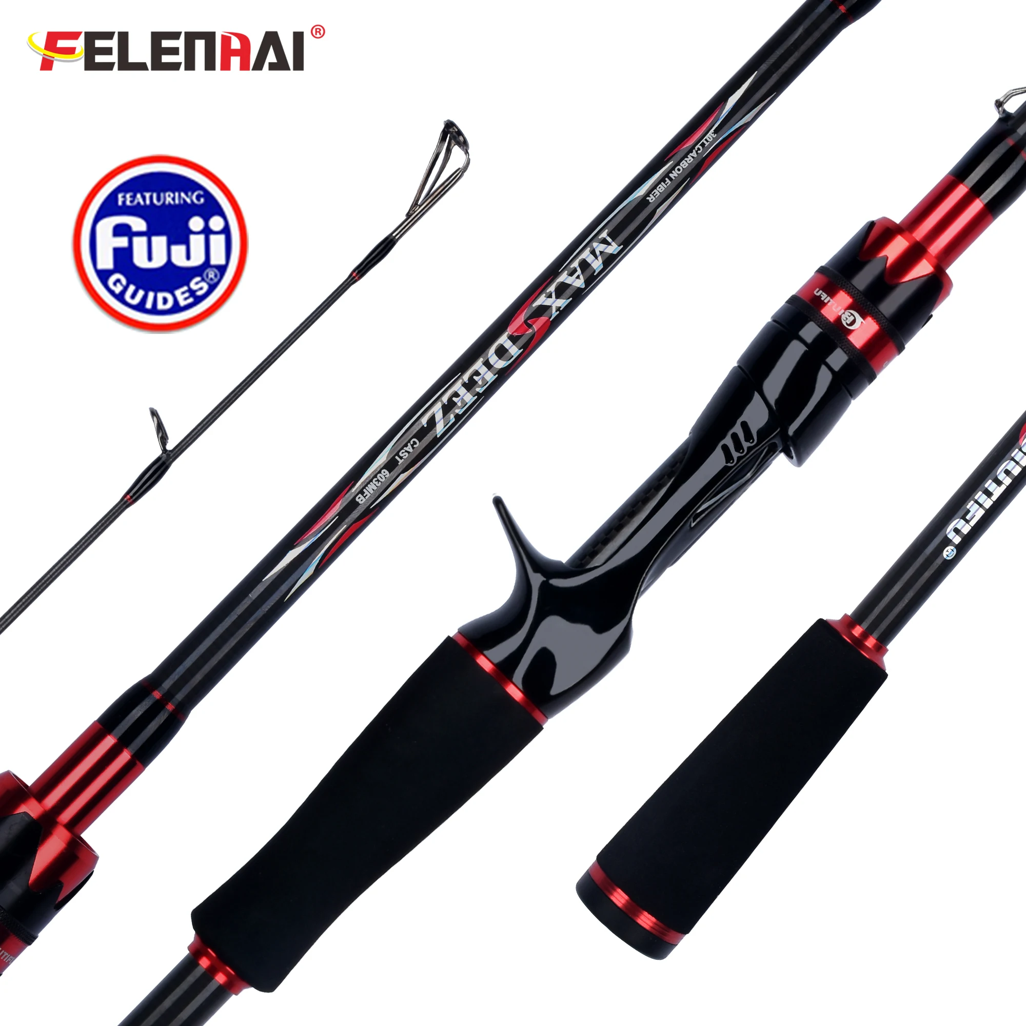 FELENHAI Spinning Casting Fuji Lure Fishing Rods 1.68/1.8/2.1/2.4/2.7/3.0/3.15m 30T Carbon 3-70g Baitcasting Travel Seabass Pole