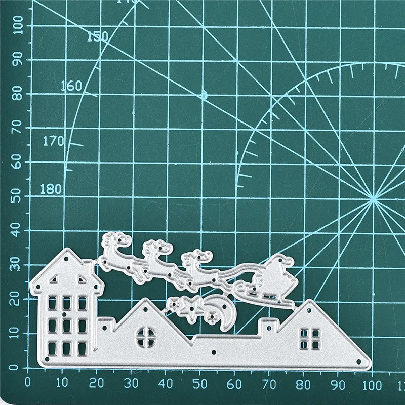 

YaMinSanNiO Christmas Metal Cutting Dies House Santa Claus Deer Home Decor Crafts for Card Making Scrapbooking Embossing Stencil