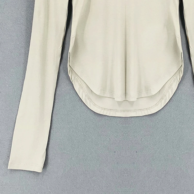 

Spring Long Sleeve Swallowtail T-shirt 2021Women Tight Split Tshirt Female Top Sexy New White casual cotton fashion Tees Ladies