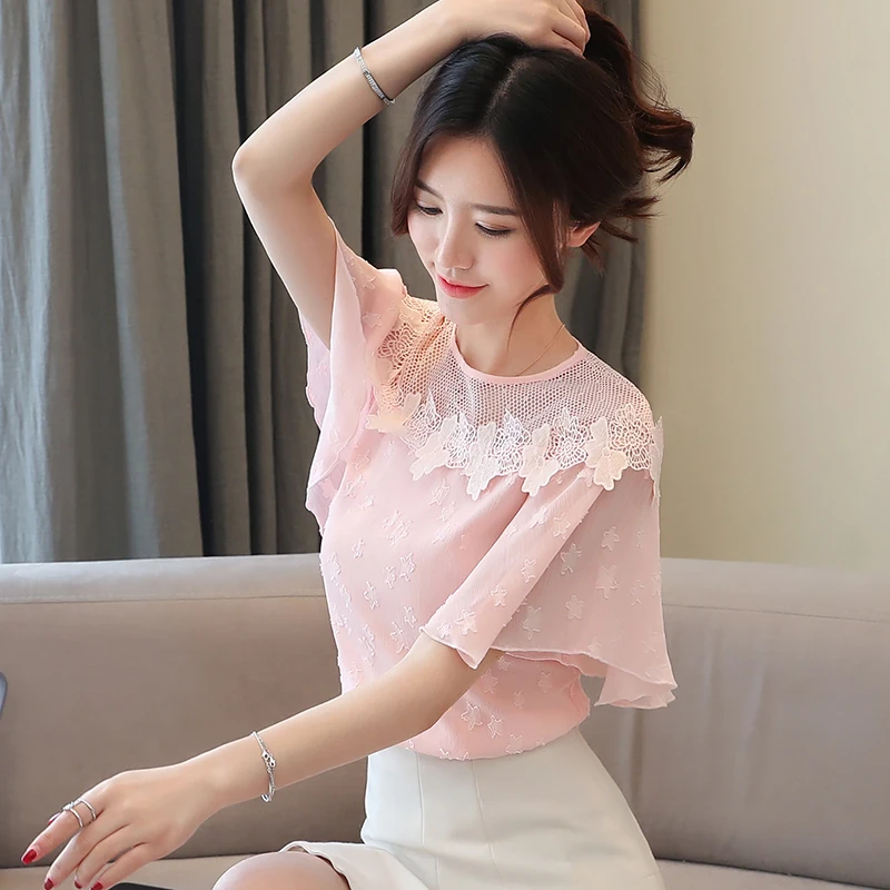 женская одежда блузки рубашка кружева выдалбливают blusas Летние женские топы