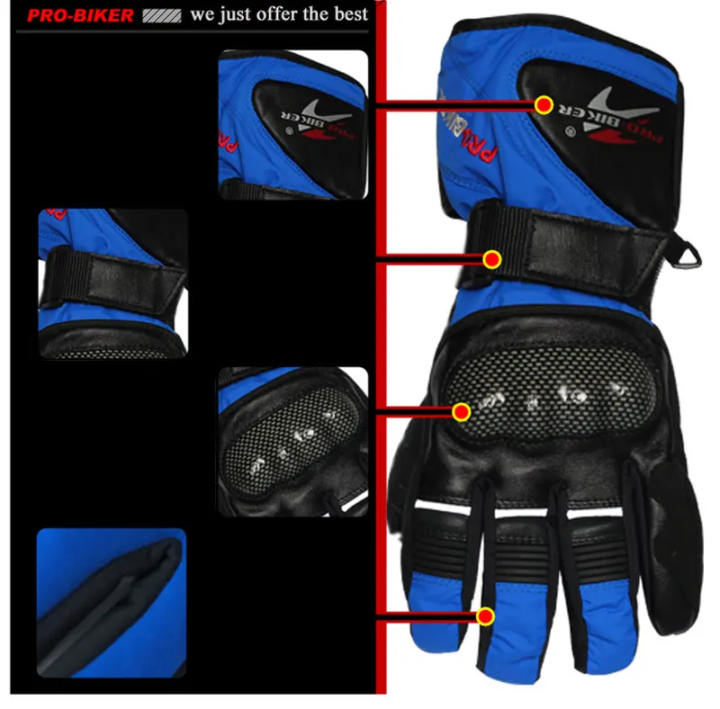 Кожаные перчатки мотоциклетные зимние водонепроницаемые ветрозащитные