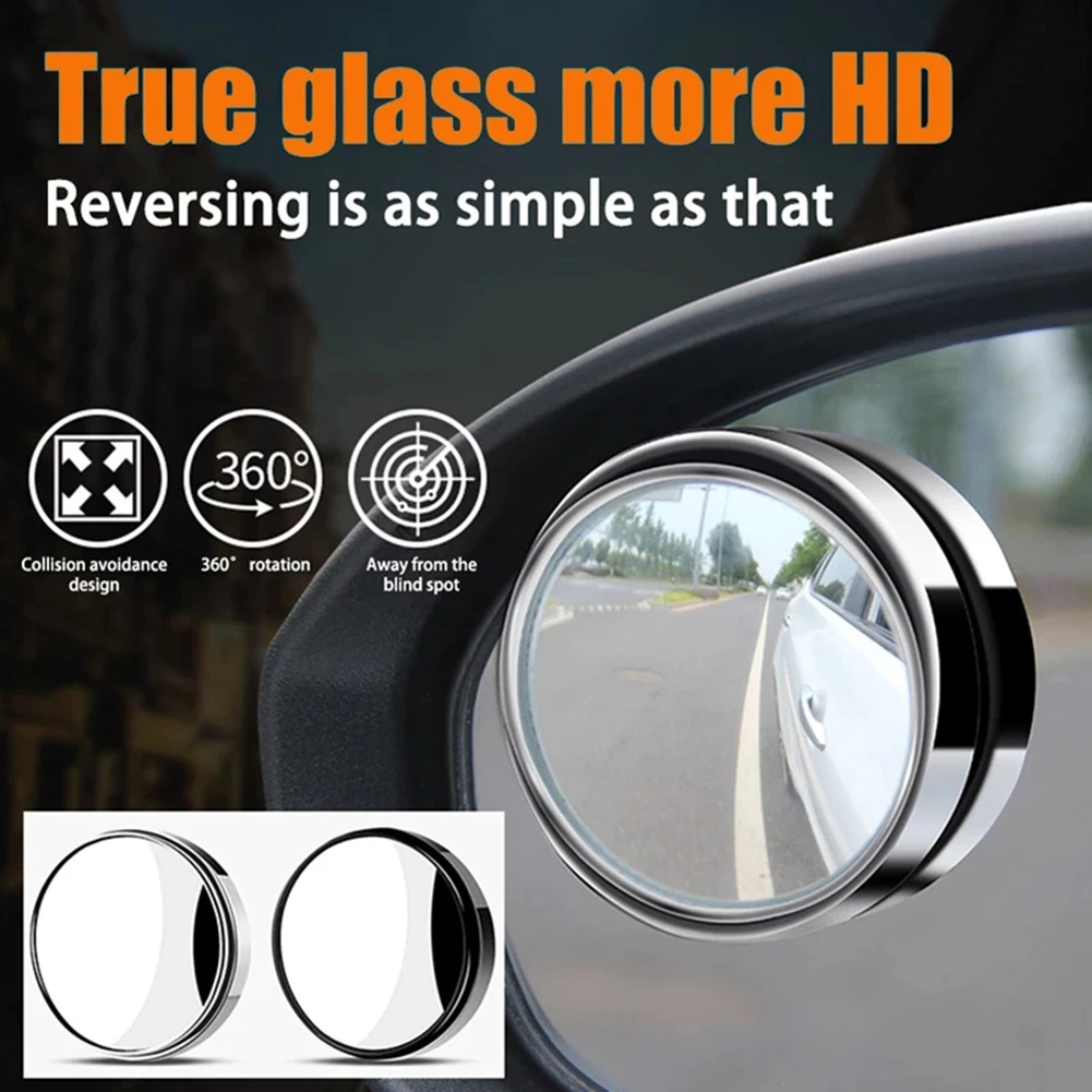

1pair HD Car 360 Wide Angle Blind Spot Mirror for Reversing Rearview Convex Mirror Small Frameless Round Sricky Mirror 5cm