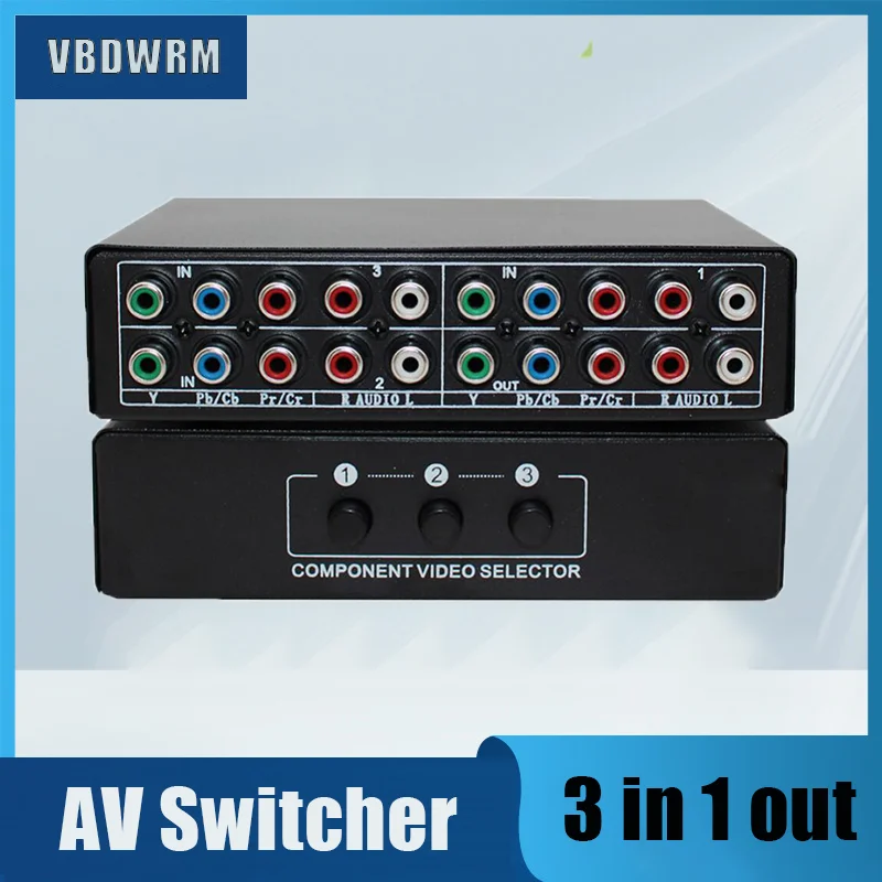 

3-Way AV Switch RCA Switcher 3 In 1 Out Component AV Video Switch Selector 5 RCA YPbPr Cable RGB Component AV Switcher Converter