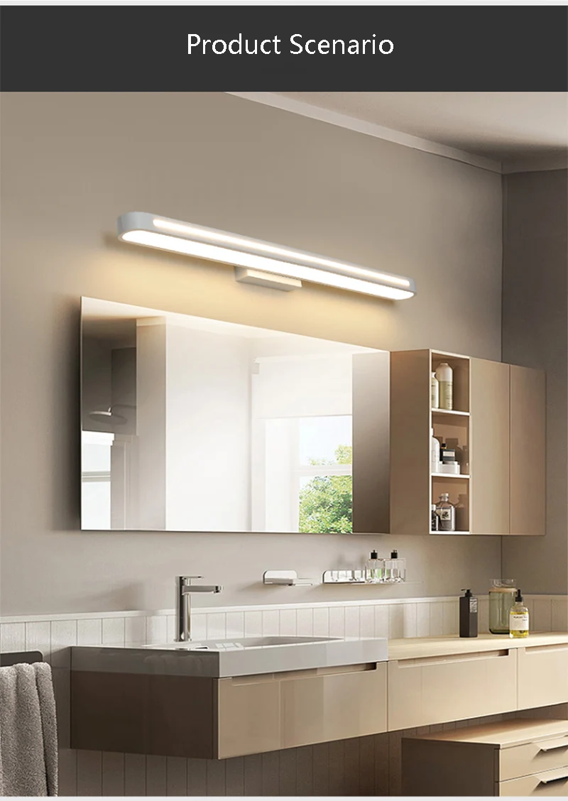 Светодиодное освещение зеркала в ванной, противотуманная лампа для умывальника, современный минималистичный туалетный столик для ванной комнаты