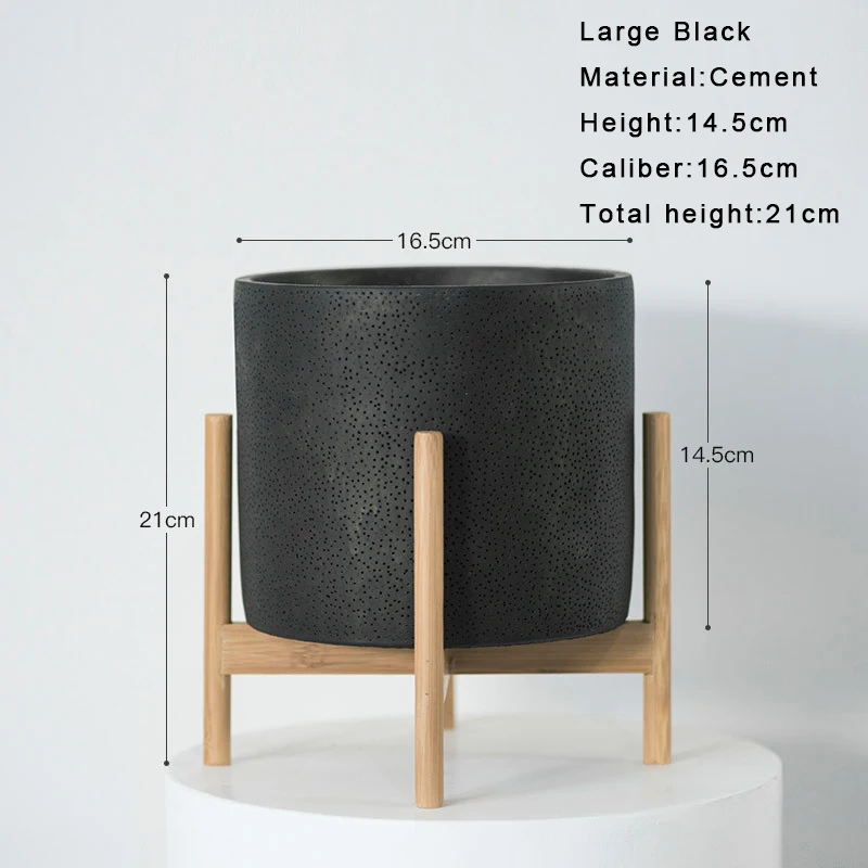 Большой цемент цветочные горшки из цельного дерева подставка держатель