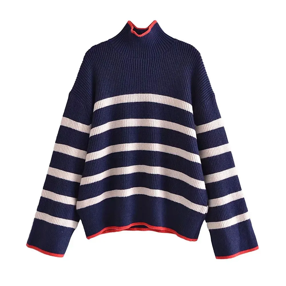 

Casual Loose Striped Women Turtlneck Sweater Winter Thick Warm Cashmere Pullovers Top Soft Female Knitted Jumpers Pull