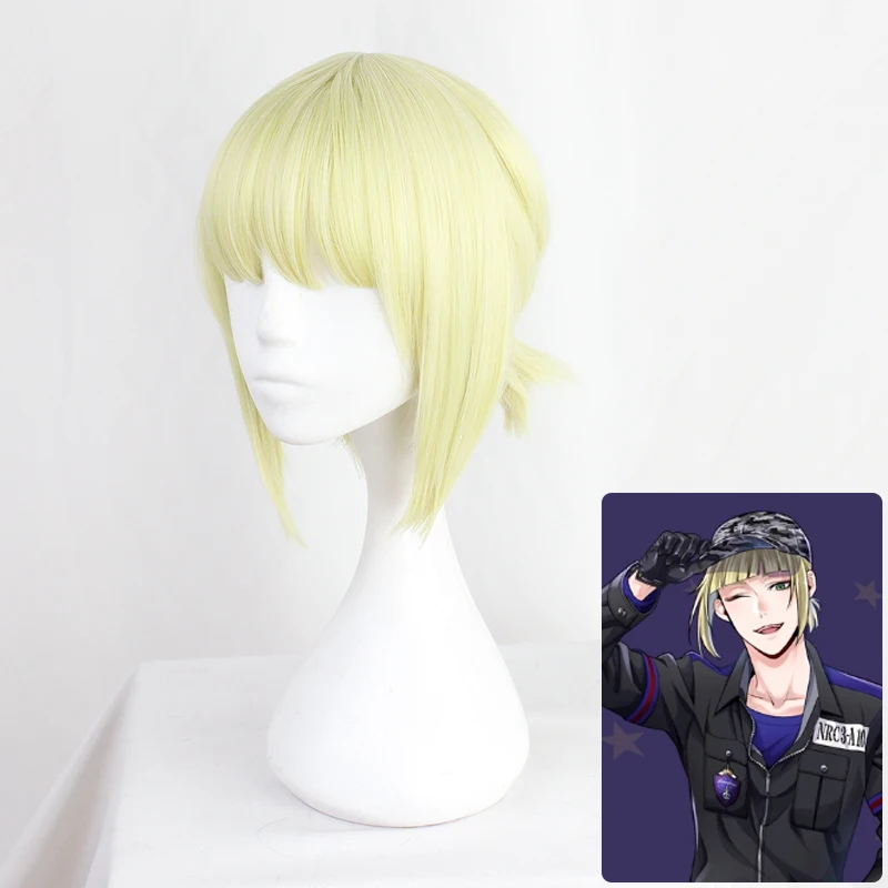 

Twisted-Wonderland Rook Hunt Light Golden Short Cosplay Heat Resistant Synthetic Hair Carnival Halloween Party + Free Wig Cap