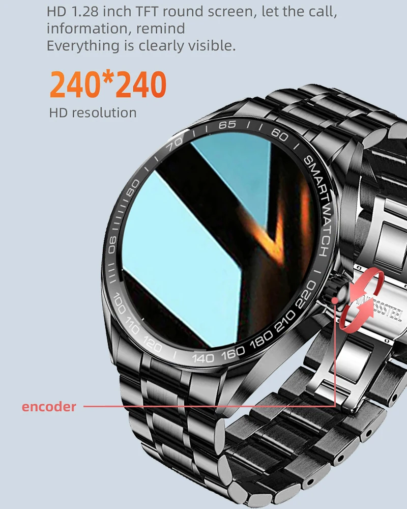 

2021 fashion Full circle touch screen Men's Smart Watch Sports Information Call Waterproof Luxury Steel Band Smart Watch for men