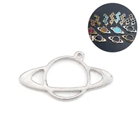 5 pcs zinc based alloy galaxy pendant open back bezel charms for resin earrings necklace making silver color planet 38mm x 21mm