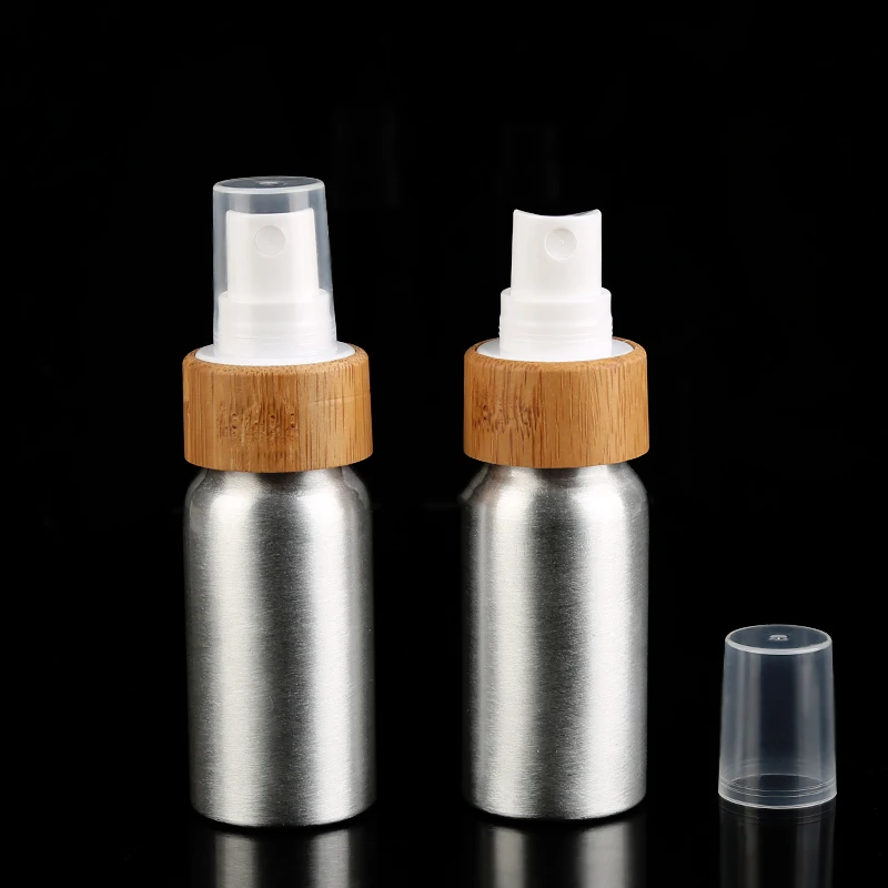 

Aluminum Perfume Bottle With bamboo Spray Mini Portable Empty Refillable Perfume Atomizer Spray Bottle 30ml/100ml/120ml/150ml
