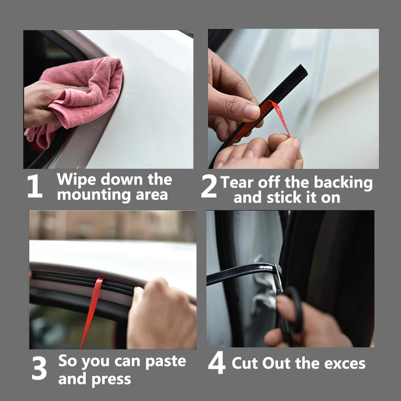 2Pcs Car Door Rubber Seal Strip Filler Weatherstrip Edge Sealing For B Pillar Protection Front Auto Sealant Cars |