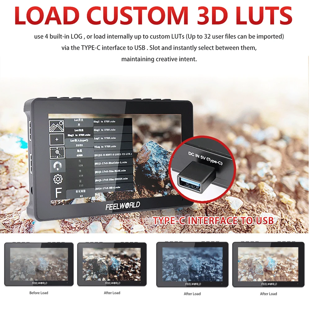 FEELWORLD F5 Pro V3 5.5 Inch 3D LUT Touch Screen DSLR Camera Field Monitor 4K HDMI Input Output LED Light Wireless Transmission |