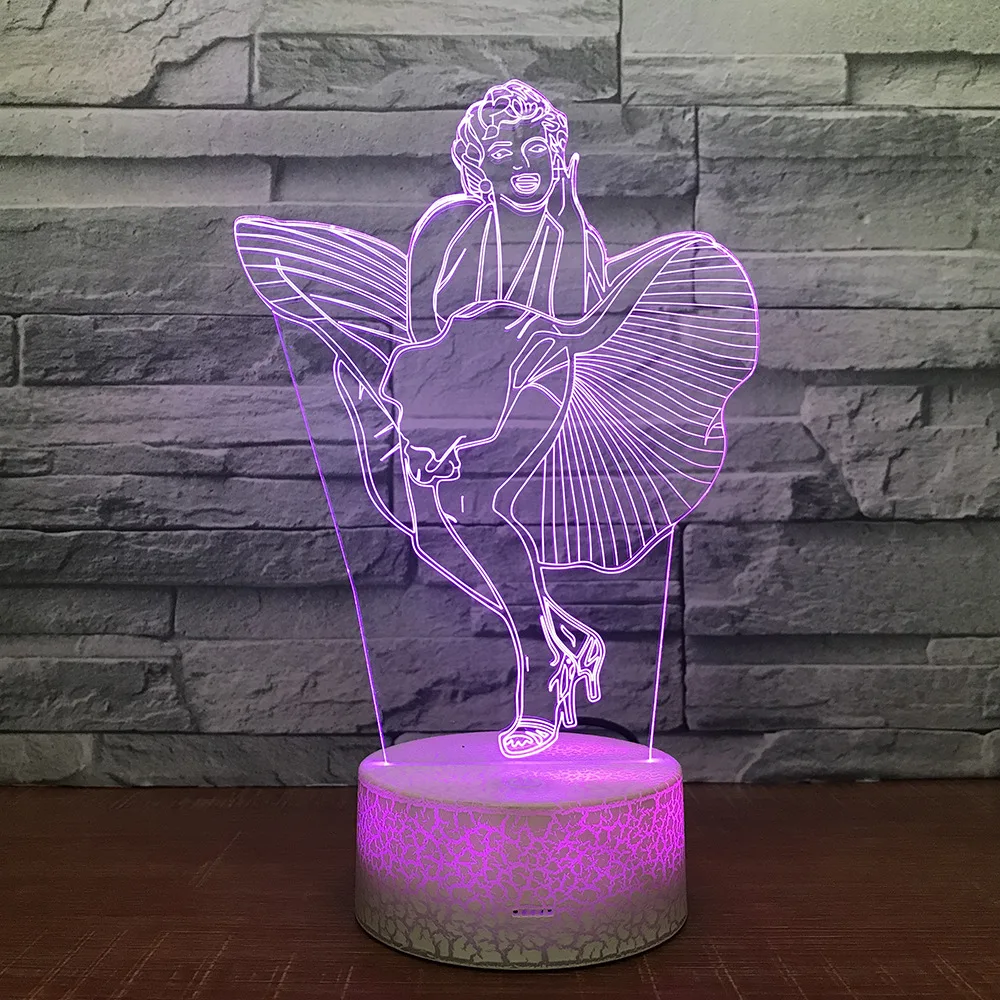 

Marilyn Monroe LED RGB Night Light 7 Color Change Desk Light 278 Action Figure PVC Kids Toys Brinquedos Christmas Gift