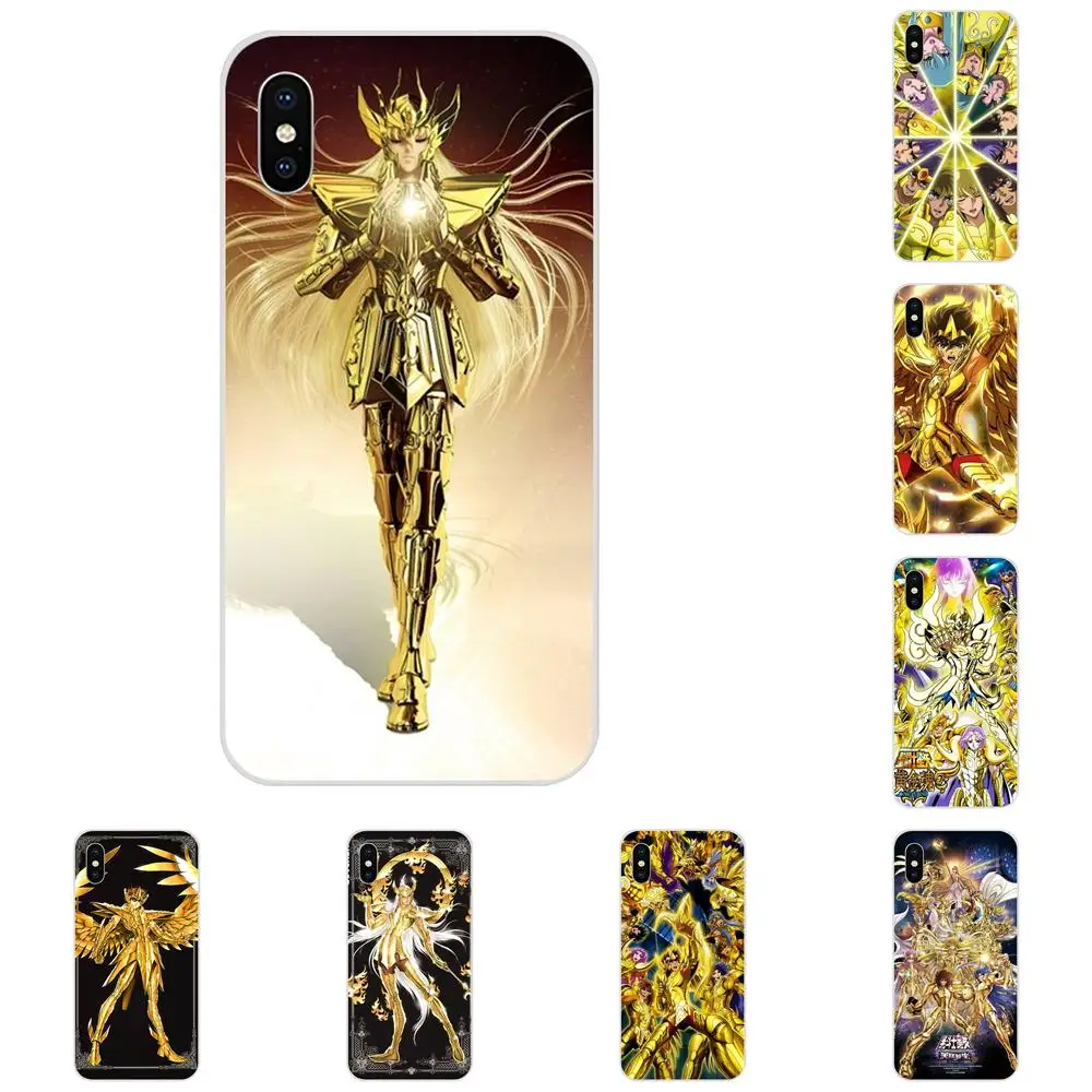 Чехлы на заднюю крышку для Galaxy J1 J2 J3 J330 J4 J5 J6 J7 J730 J8 2015 2016 2017 2018 mini Pro Cartoon Saint Seiya Gold