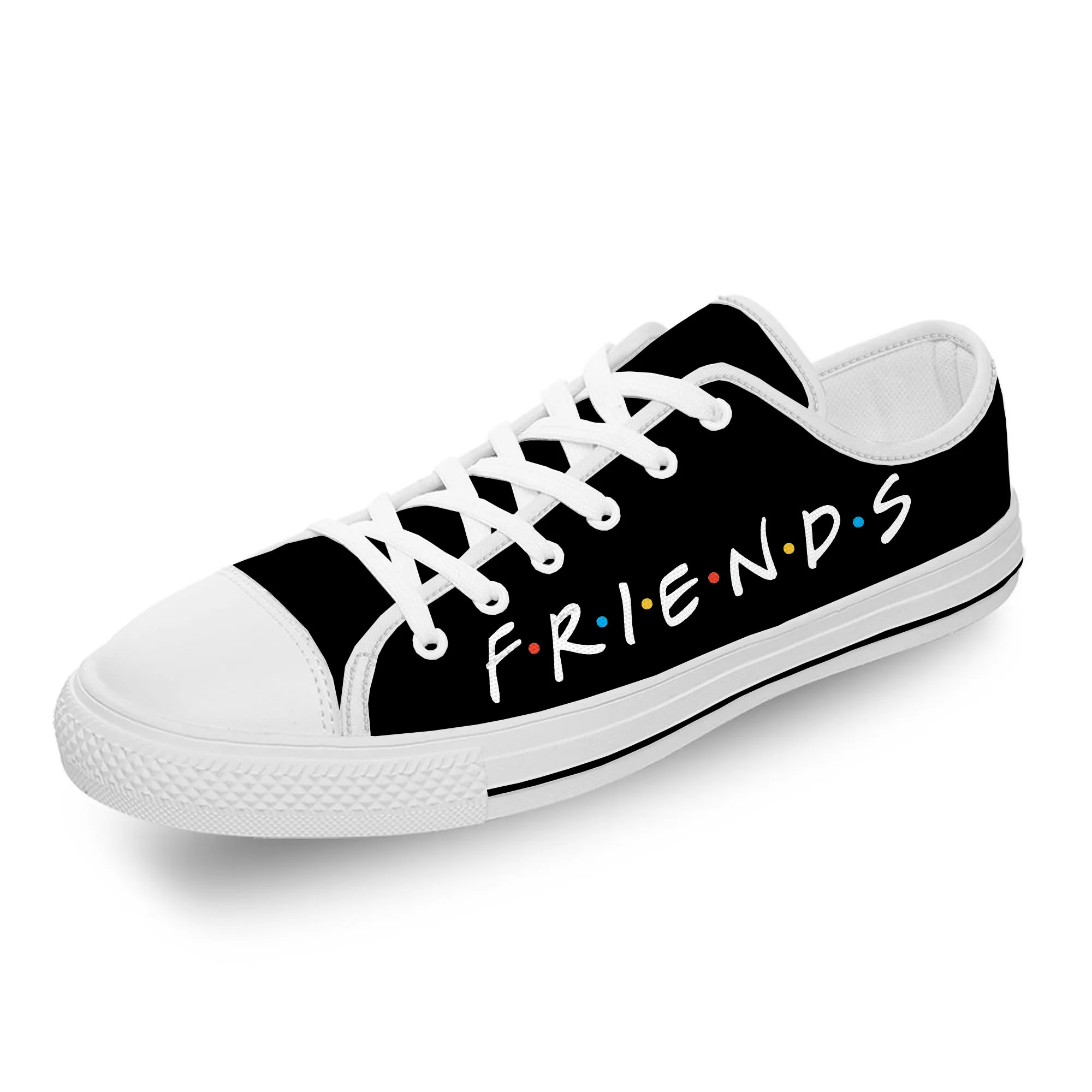

Friends TV Show Anime Cartoon White Cloth 3D Print Low Top Canvas Fashion Shoes Men Women Lightweight Breathable Sneakers