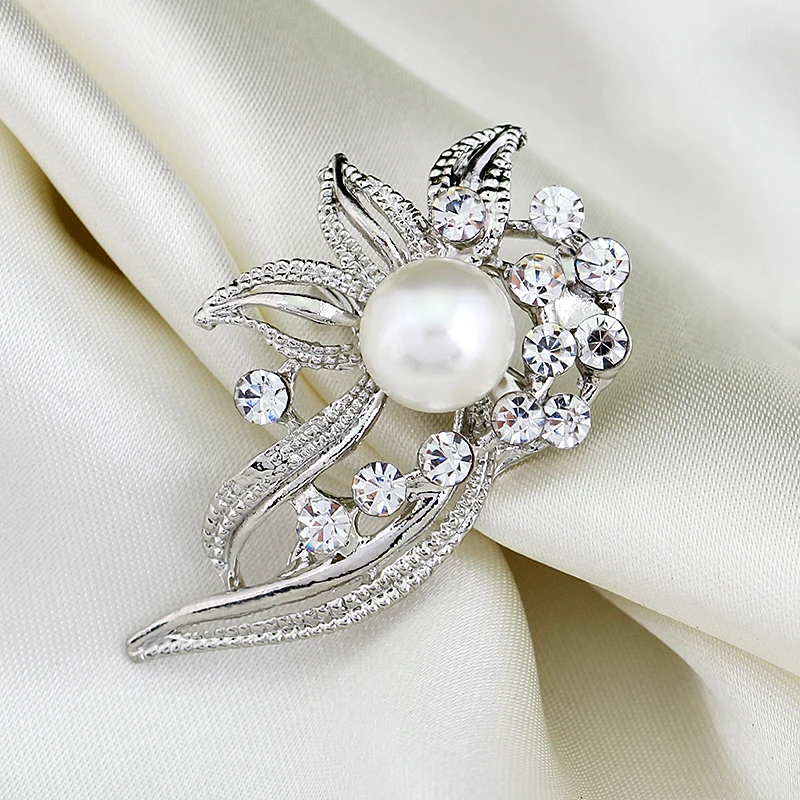 

Rinhoo Elegant Imitation Pearl Crystal Flower Dragonfly Butterfly Brooch For Women Gorgeous Wedding Jewelry