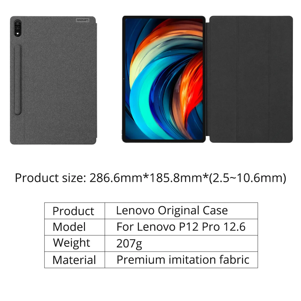 Original Lenovo Tab P12 Pro Case Magnetic Slim Fabric Smart for Xiaoxin Pad 12.6 2021 Cover Funda | Компьютеры и офис