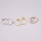 Настоящим 18К розовым золотом, серьги-кольца для Для женщин гладкой Furface бусины золотые серьги 10mmDia подарок новый лучший подарок круг