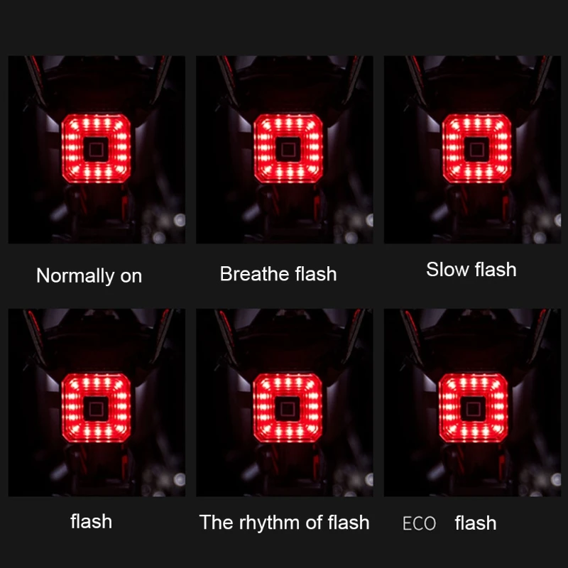 

Bicycle Night Riding Warning Tail Light Smart Brake Rechargeable Taillight Outdoor Safety Bike Light Sports Cycling