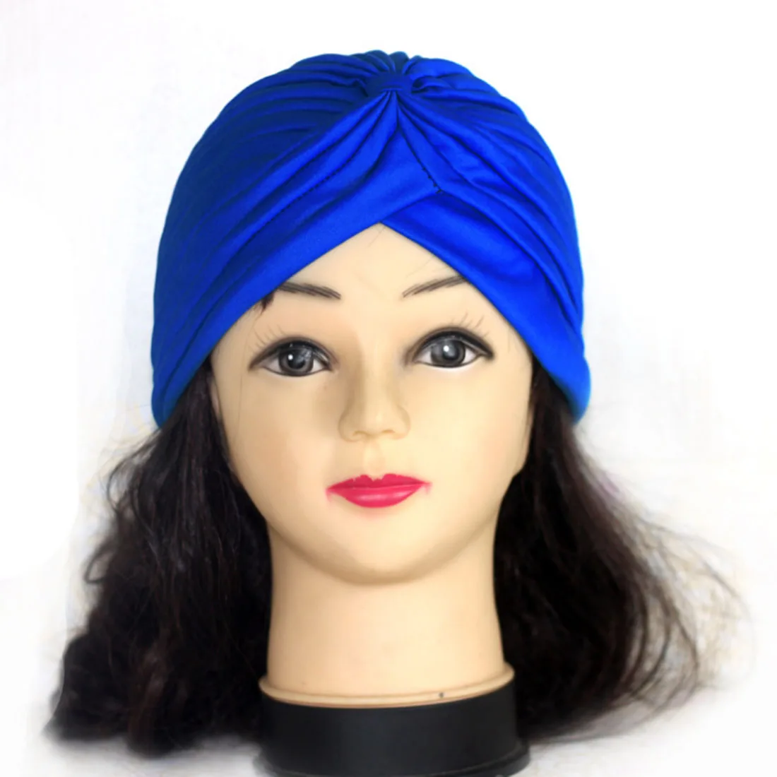 

Stretchy Turban Muslim Hat Stretchy Bandanas Headband Wrap Chemo Hijab Knotted Indian Cap Adult Headwear for Women