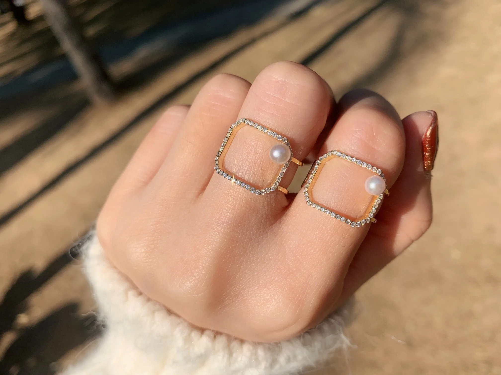 

18K из плотной ткани желтого цвета по-настоящему золотых ювелирных изделий (AU750) женские Ins нишу светильник класса люкс Стиль квадратный Lrregular ...