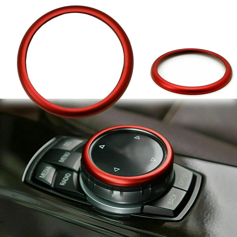 

Red Aluminum Ring Center Console IDrive Multimedia Controller Knob Ring for -BMW 1 2 3 4 5 6 7 Series X3 X4 X5 X6