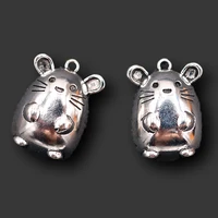 4pcs silver plated 3d lucky cat metal pendant hip hop necklace earrings diy charms jewelry handicraft making 2517mm a2098
