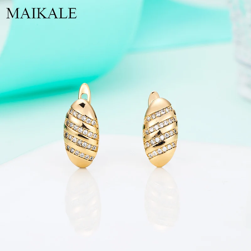 Женские маленькие серьги гвоздики MAIKALE классические золотистые с