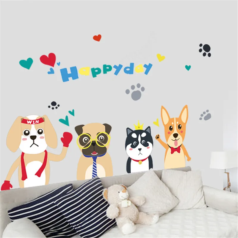 

Cute Animal Dog Wall Painting Children's Room Home Decoration Background Wall Sticker Pet Shop Door Wall Sticker Self Adhesive