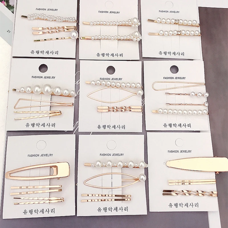 Заколка для волос с жемчугом ракушками и цветами золотистые черные сердца