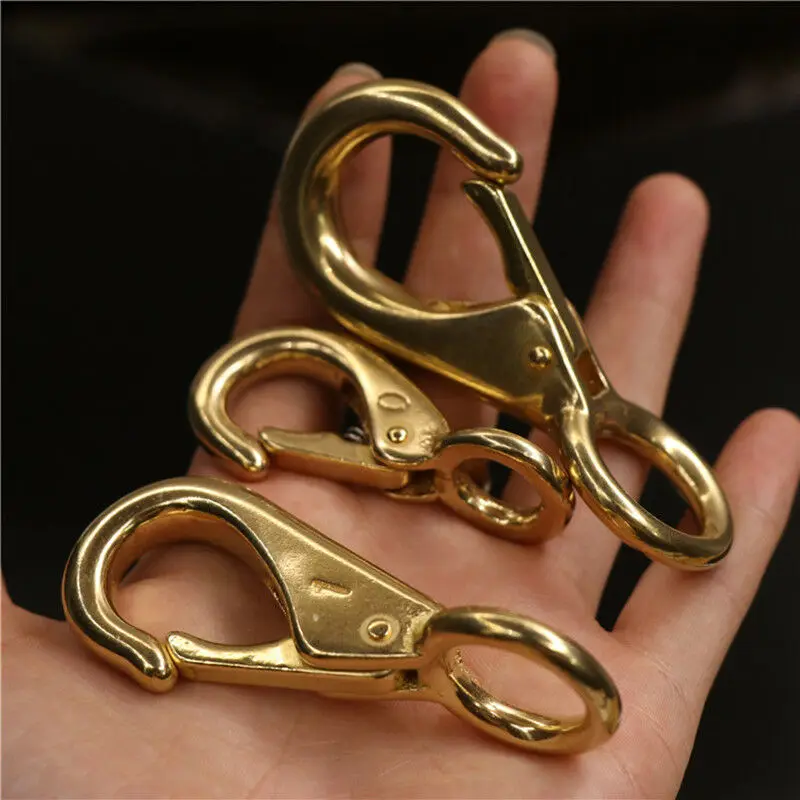 

1pcs Solid Brass Snap Hook Fixed Eye Trigger Clasp For Leather Craft Bag Strap Belt Horse Gear Marine Pet Rope Leashes Clips