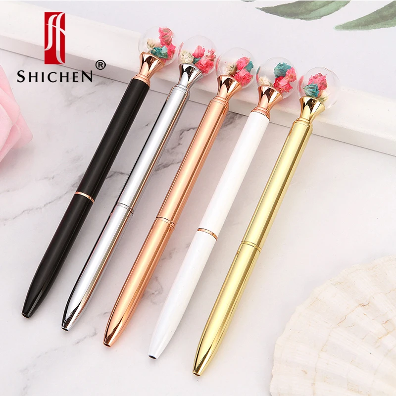 

Shichen cute creative dried flower ballpoint pen girl special metal ballpoint pen gift novelty stationery pen