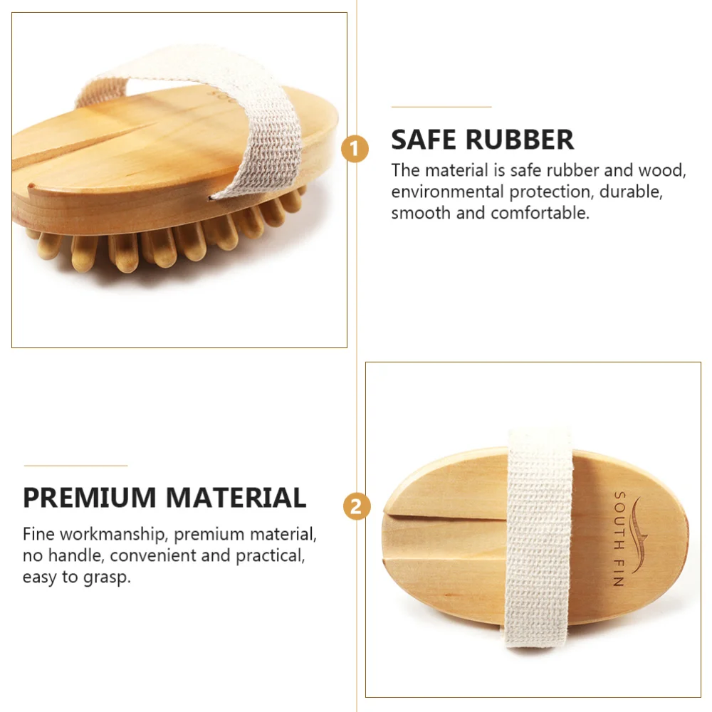 

1PC Wooden Massage Brush Head Handle Body Bath Massage Brush (Wood Color)