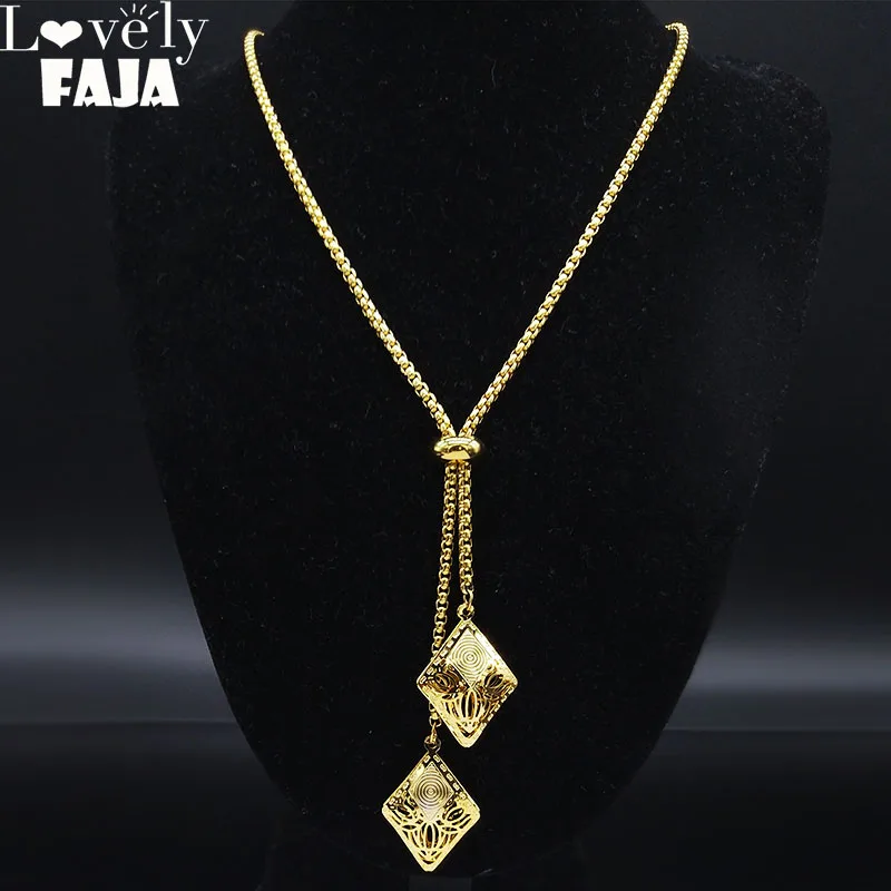 

2023 Stainless Steel Geometric Necklace for Women Gold Color Long Necklace Jewelry acero inoxidable joyeria mujer N1525-2S03