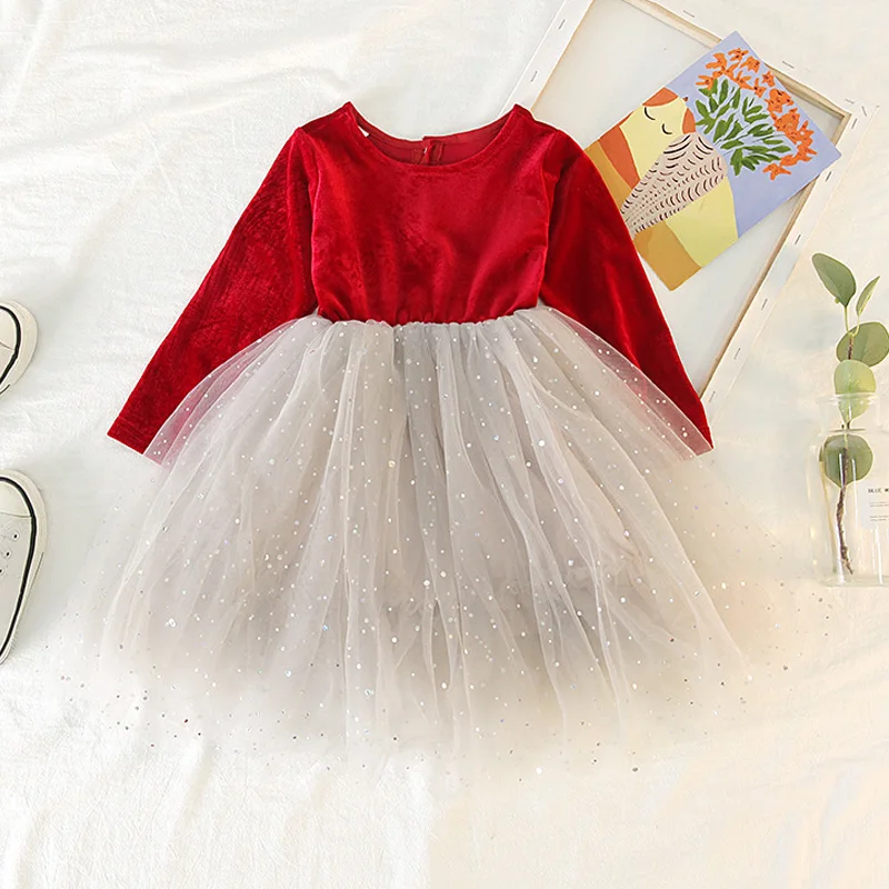 Платье для девочек весенне-осеннее элегантное кружевное платье с цветочным