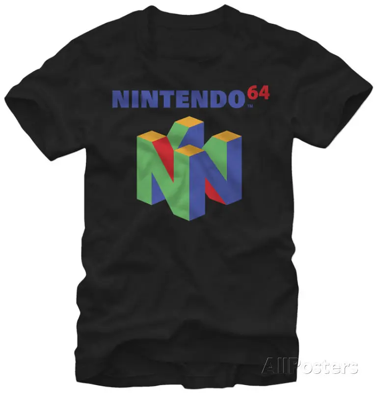

Футболка с логотипом Nintendo- N64, черная Повседневная футболка, стиль хип-хоп, модная брендовая футболка